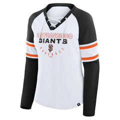 White/Black San Francisco Giants Fanatics Women's Blitz Package Raglan Lace-Up V-Neck Long Sleeve T-Shirt