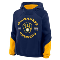 Navy Milwaukee Brewers Fanatics Women's Oversized Time to Win Pullover Hoodie