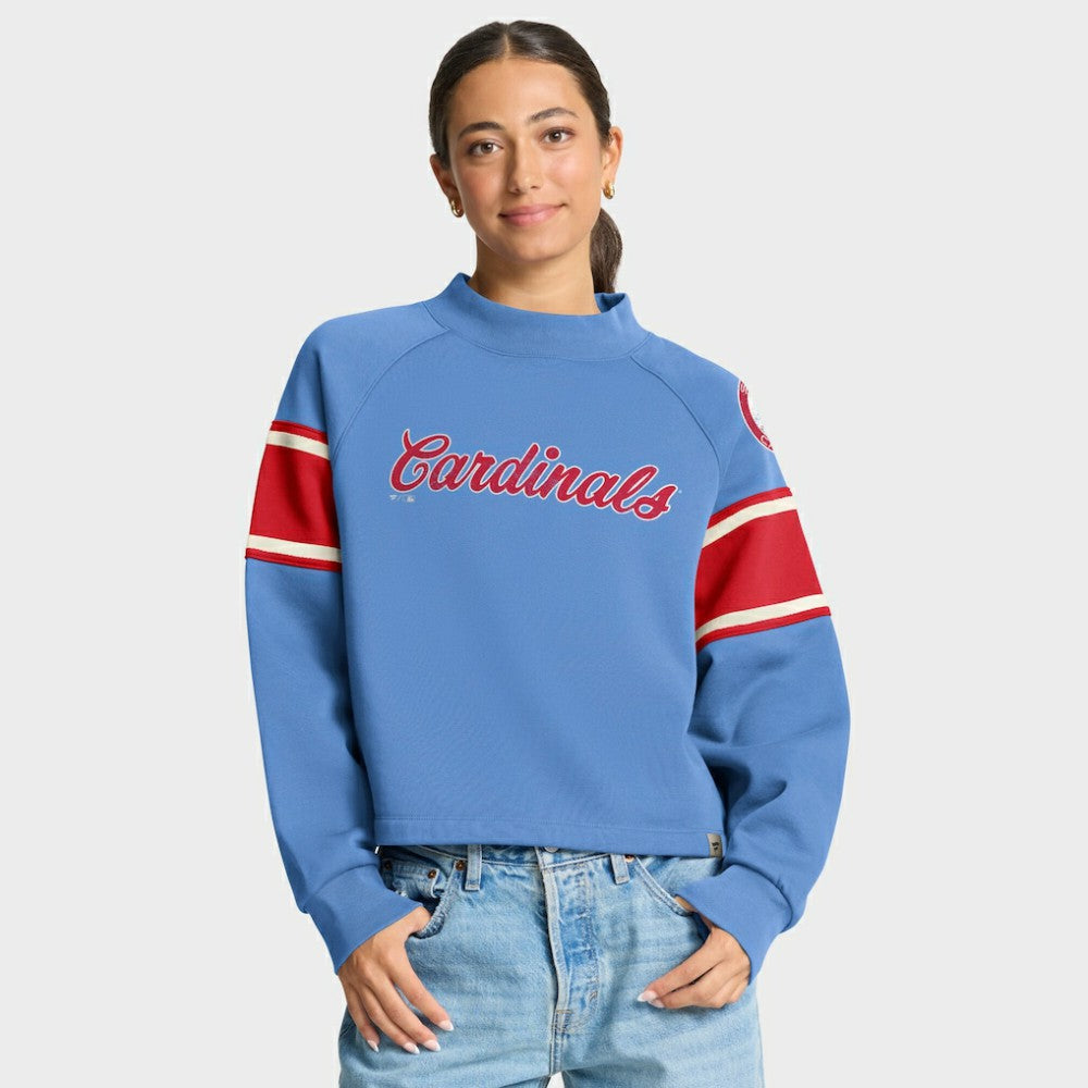Light Blue St. Louis Cardinals Fanatics Women's Oversized Toss Sweep Raglan Pullover Sweatshirt