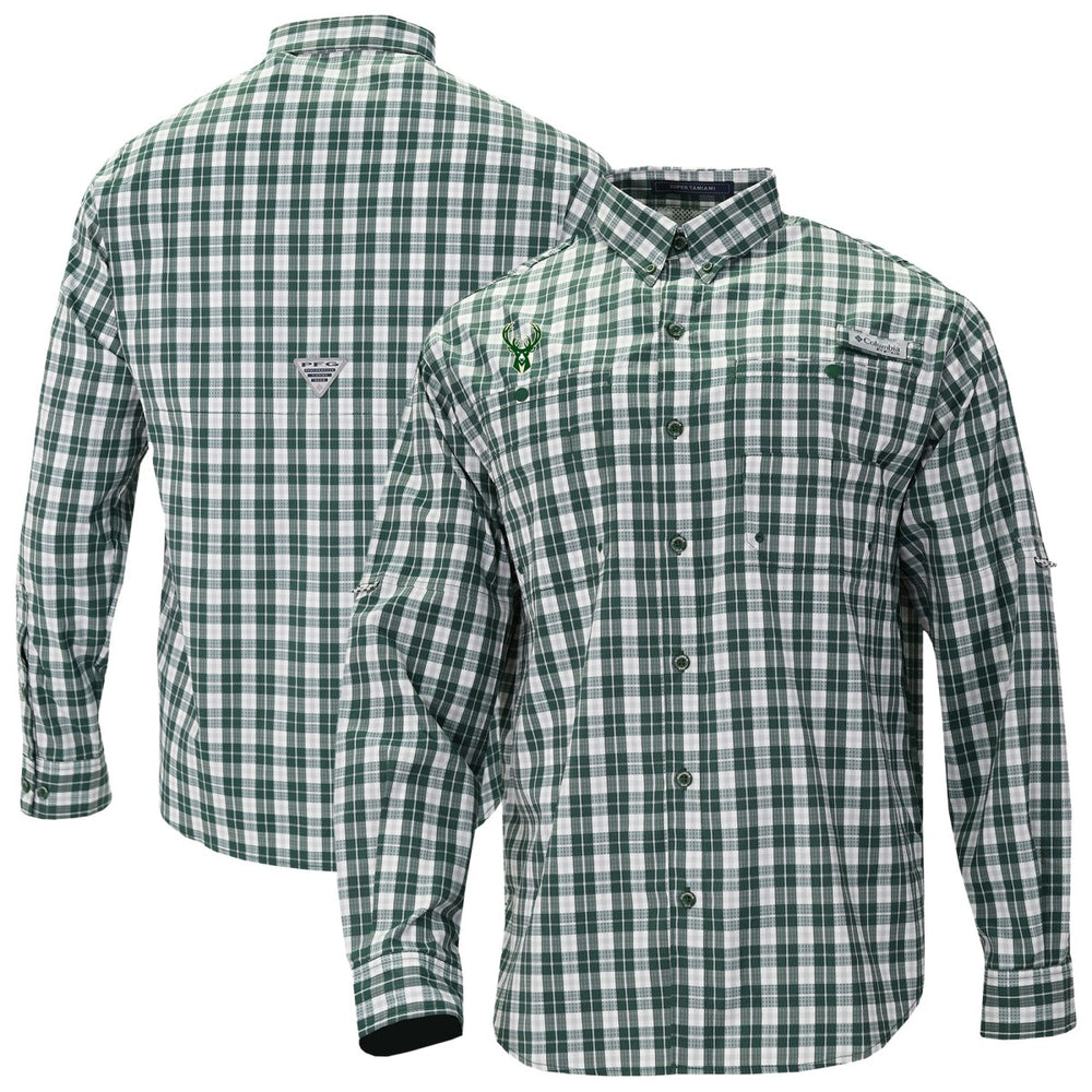 Columbia Milwaukee Bucks Super Tamiami Omni-Shade Long Sleeve Button-Down Shirt