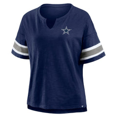 Women's Redzone Bling Stripe Sleeve Notch Neck T-Shirt - Dallas Cowboys T-shirts