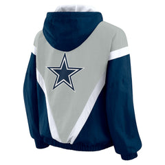 WEAR by Erin Andrews Women's Plus Size Retro Crinkle Full-Zip Hoodie Windbreaker Jacket - Dallas Cowboys Hoodies