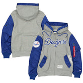Heather Gray/Royal Los Angeles Dodgers New Era x Alpha Industries Full-Zip Hoodie Jacket