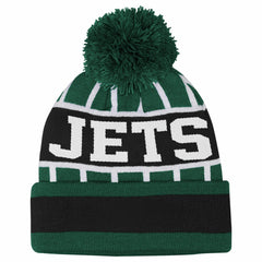 Outerstuff Youth Go Fast Cuffed Knit Hat with Pom - New York Jets Hats