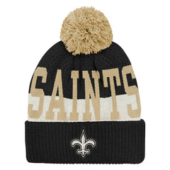 Outerstuff Youth Modern Fan Cuffed Knit Hat with Pom - New Orleans Saints Hats