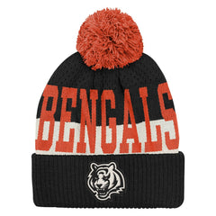 Outerstuff Youth Modern Fan Cuffed Knit Hat with Pom - Cincinnati Bengals Hats