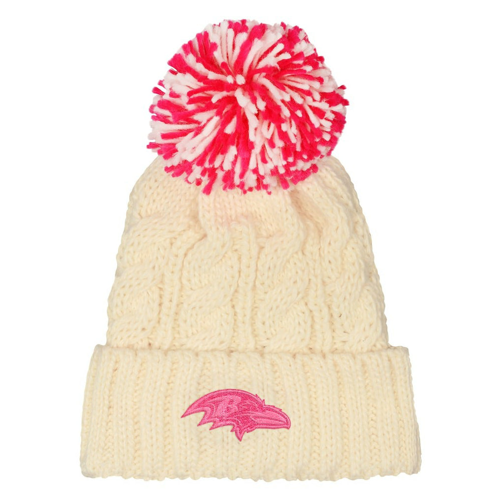 Outerstuff Girls Cable Cuffed Knit Hat with Pom - Baltimore Ravens Hats