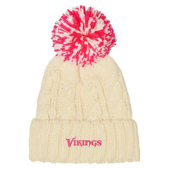 Outerstuff Girls Cable Cuffed Knit Hat with Pom - Minnesota Vikings Hats