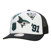 NHL San Jose Sharks Mitchell & Ness Gridlock Trucker Adjustable Hat
