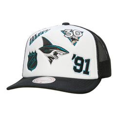 NHL San Jose Sharks Mitchell & Ness Gridlock Trucker Adjustable Hat