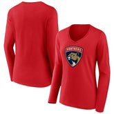NHL Florida Panthers Women's Primary Logo Long Sleeve V-Neck T-Shirt