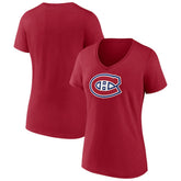 NHL Montreal Canadiens Women's Primary Logo V-Neck T-Shirt