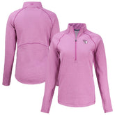 Heather Light Pink Cleveland Guardians Cutter & Buck Women's Peshastin Eco Fleece Recycled Half-Zip Jacket
