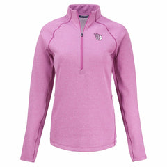 Heather Light Pink Cleveland Guardians Cutter & Buck Women's Peshastin Eco Fleece Recycled Half-Zip Jacket
