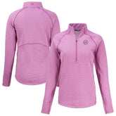 Heather Light Pink Washington Nationals Cutter & Buck Women's Peshastin Eco Fleece Recycled Half-Zip Jacket