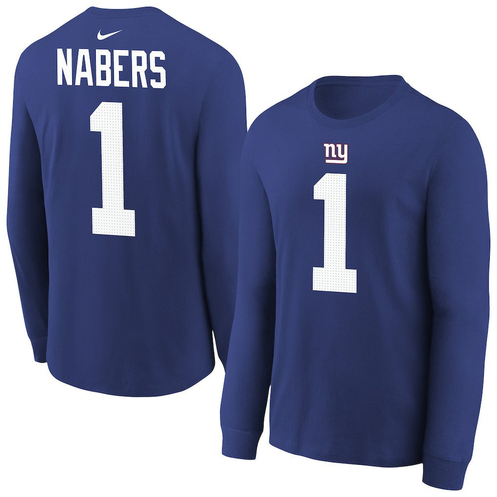 Malik Nabers Youth Player Name & Number Long Sleeve T-Shirt - New York Giants T-shirts