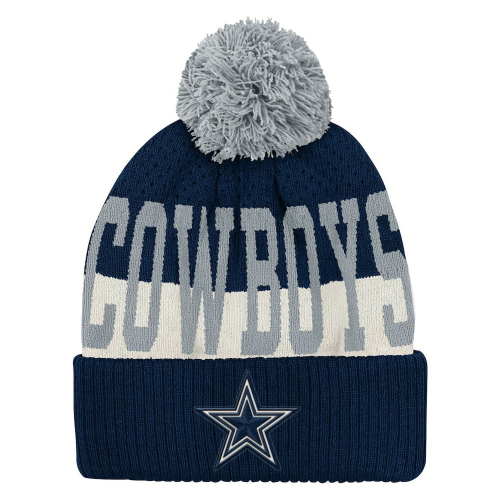 Outerstuff Youth Modern Fan Cuffed Knit Hat with Pom - Dallas Cowboys Hats