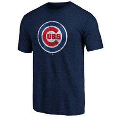 Navy Chicago Cubs Weathered Official Logo Tri-Blend T-Shirt
