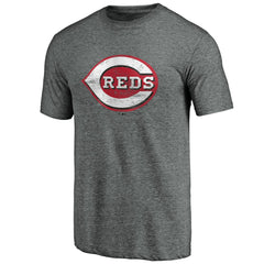 Heather Gray Cincinnati Reds Weathered Official Logo Tri-Blend T-Shirt