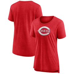 Red Cincinnati Reds Women's Weathered Official Logo Tri-Blend T-Shirt