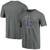 Heather Gray Colorado Rockies Weathered Official Logo Tri-Blend T-Shirt