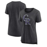 Gray Colorado Rockies Women's Weathered Official Logo Tri-Blend T-Shirt