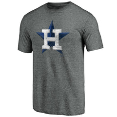 Heather Gray Houston Astros Weathered Official Logo Tri-Blend T-Shirt