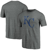 Heather Gray Kansas City Royals Weathered Official Logo Tri-Blend T-Shirt