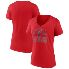 Red Los Angeles Angels Women's Victory Script V-Neck T-Shirt