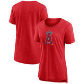 Red Los Angeles Angels Women's Weathered Official Logo Tri-Blend T-Shirt