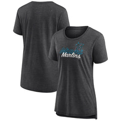 Gray Miami Marlins Women's Practice Time Tri-Blend T-Shirt