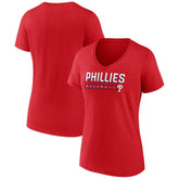 Red Philadelphia Phillies Women's Primary Play V-Neck T-Shirt
