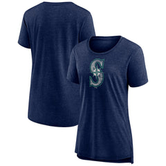 Navy Seattle Mariners Women's Weathered Official Logo Tri-Blend T-Shirt