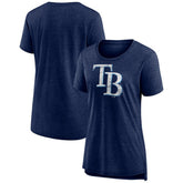 Navy Tampa Bay Rays Women's Weathered Official Logo Tri-Blend T-Shirt