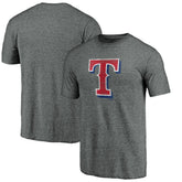 Heather Gray Texas Rangers Weathered Official Logo Tri-Blend T-Shirt