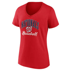 Red Washington Nationals Women's Victory Script V-Neck T-Shirt