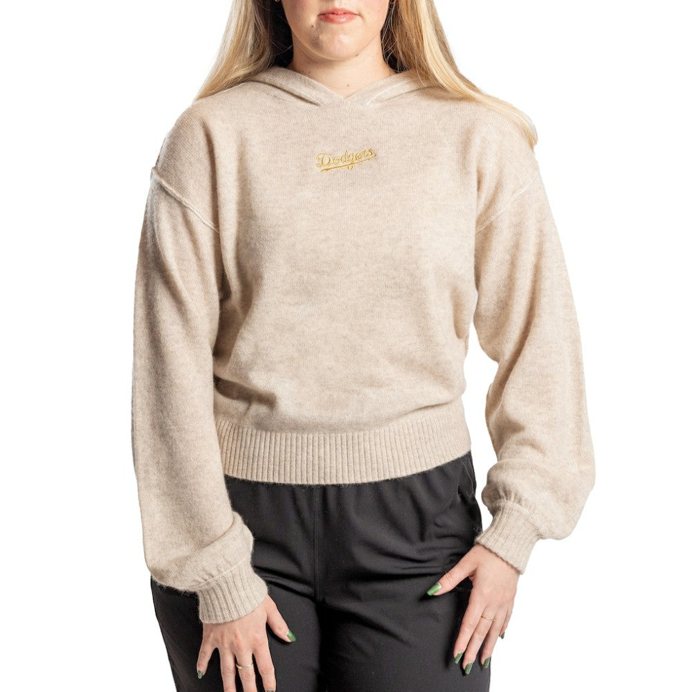 Natural Los Angeles Dodgers Lusso Women's Beatriz Cashmere Pullover Hoodie