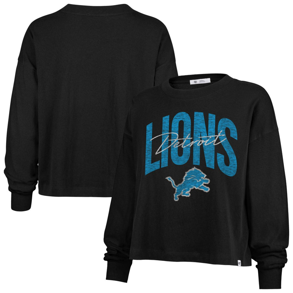 '47 Women's Muse Sydney Long Sleeve Cropped T-Shirt - Detroit Lions T-shirts
