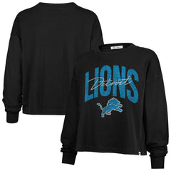 '47 Women's Muse Sydney Long Sleeve Cropped T-Shirt - Detroit Lions T-shirts