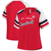 Red St. Louis Cardinals Profile Women's Plus Sized Arched Notch Neck T-Shirt