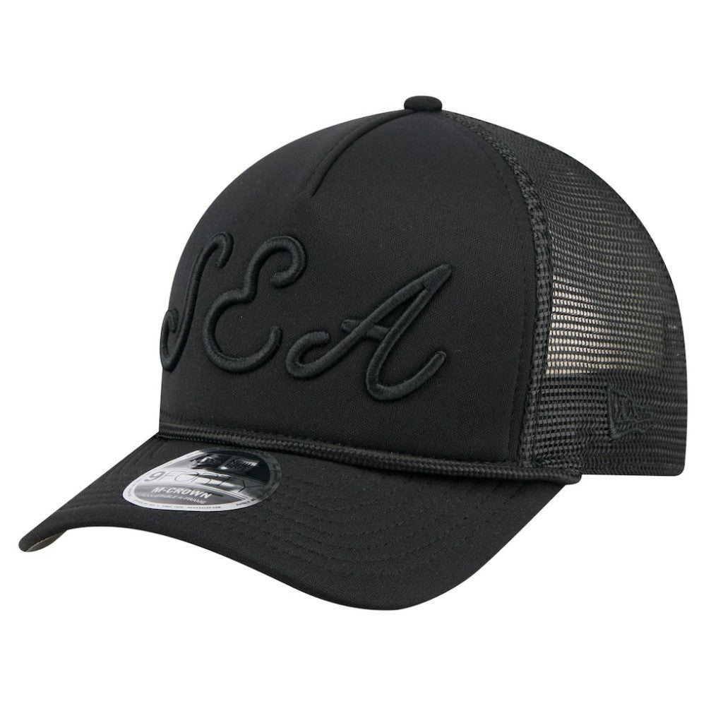 Black Seattle Mariners New Era City Initial 9FORTY A-Frame M-Crown Adjustable Trucker Hat