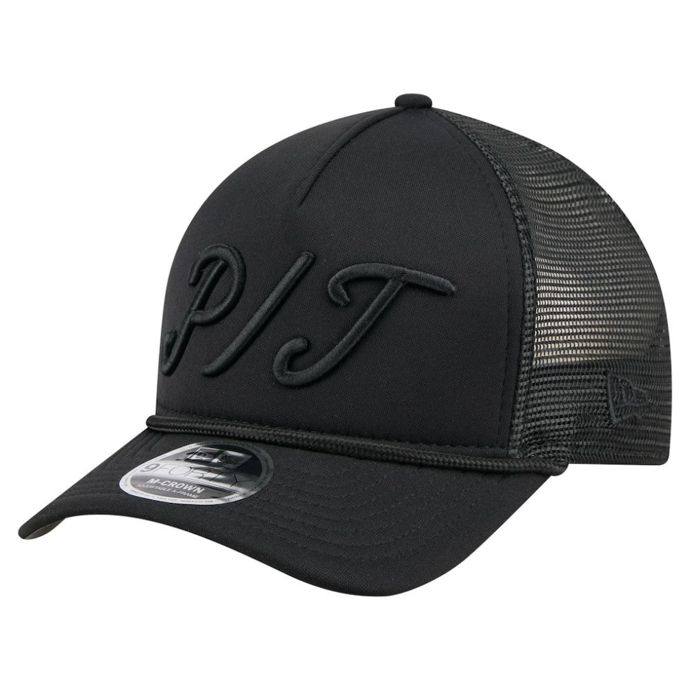 Black Pittsburgh Pirates New Era City Initial 9FORTY A-Frame M-Crown Adjustable Trucker Hat