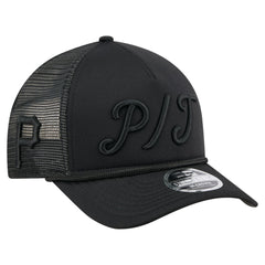 Black Pittsburgh Pirates New Era City Initial 9FORTY A-Frame M-Crown Adjustable Trucker Hat