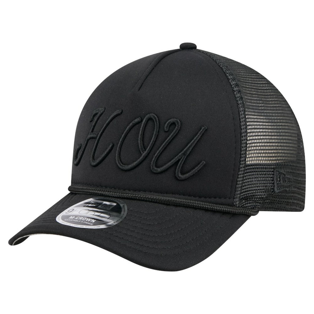 Black Houston Astros New Era City Initial 9FORTY A-Frame M-Crown Adjustable Trucker Hat
