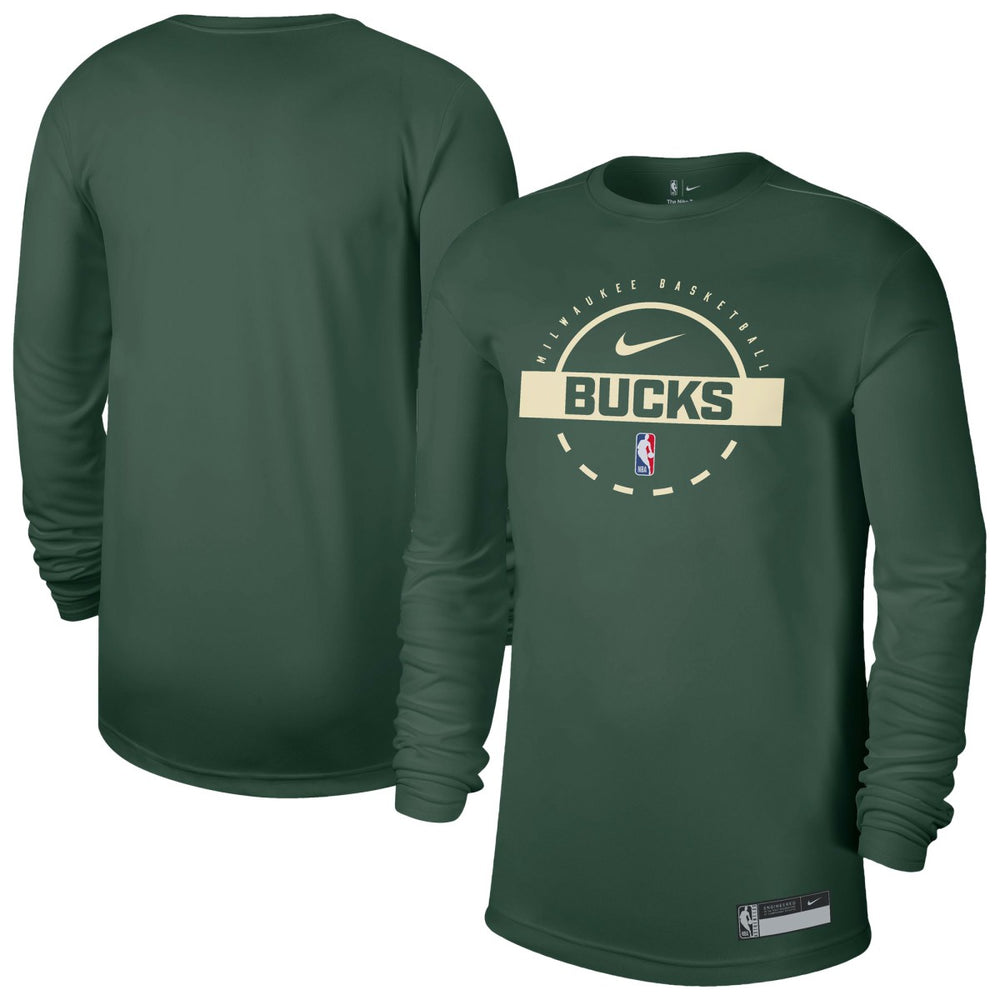 Nike Milwaukee Bucks 2025/26 On-Court Flare Dri-FIT Practice Long Sleeve Tri-Blend T-Shirt