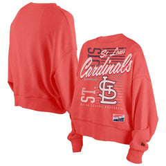 Red St. Louis Cardinals New Era Women's Boxy Mineral Wash Dolmen Sleeve Cropped Sweatshirt