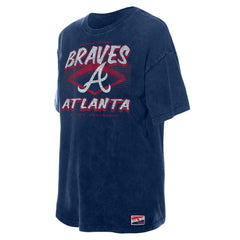 Navy Atlanta Braves New Era Women's Mineral Wash Oversized T-Shirt