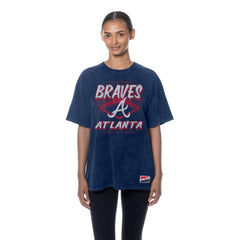Navy Atlanta Braves New Era Women's Mineral Wash Oversized T-Shirt