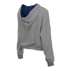 Heather Gray Cleveland Guardians New Era Women's Reversed Out French Terry Quarter-Zip Banded Crop Hoodie