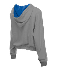Heather Gray New York Mets New Era Women's Reversed Out French Terry Quarter-Zip Banded Crop Hoodie